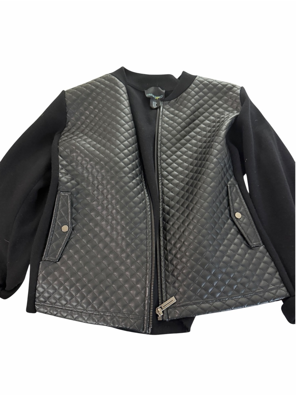 Cynthia Rowley Black Quilted Bomber Jacket